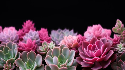 minimalistic light green background with succulents, with empty copy space