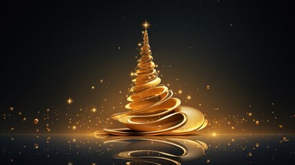 Artistic Holiday Elegance: Enrich your holiday projects with a 3D abstract Christmas tree adorned with a radiant gold spiral.