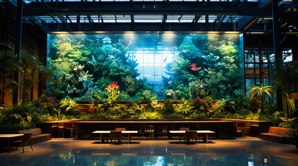 Majestic blend of icy textures and tropical greenery, a mural of balance and radiant beauty,