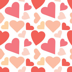 Seamless pattern with many hearts of different sizes and colors. Background for St. Valentine gift cards, wedding invitations, etc. 