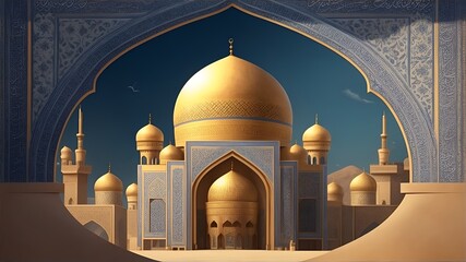 Islamic background images. High resolution background with lighting effect and sparkle with copy space for text. Background images for banner and poster. - obrazy, fototapety, plakaty