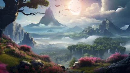 Photo sur Plexiglas Paysage fantastique Fantasy landscape art and its profound impact on player engagement and emotional connection to the magical game world