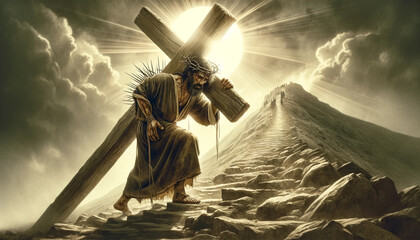 Jesus Carrying the Cross to Calvary, the passion of Christ