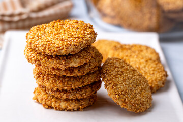 Ramadan sweets background. Cookies of El Fitr Islamic Feast. Egyptian cookies 