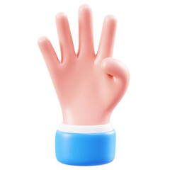 four finger hand gesture 3d illustration