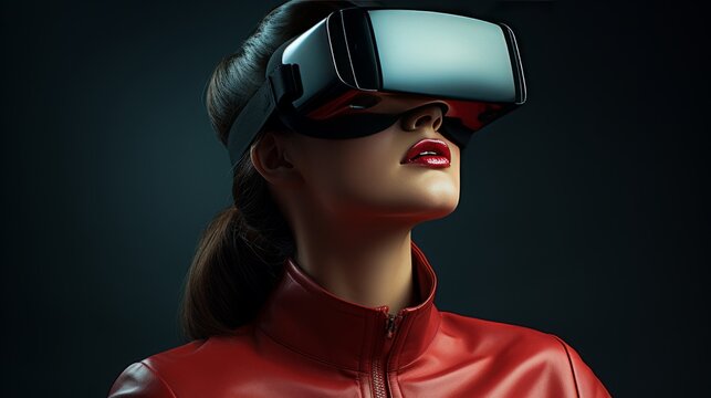 woman in virtual reality glasses ai generated