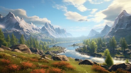 Fototapeta premium Breathtaking landscapes in creating immersive and visually stunning game worlds