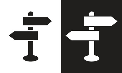 Traffic direction board icon. Different style icons set