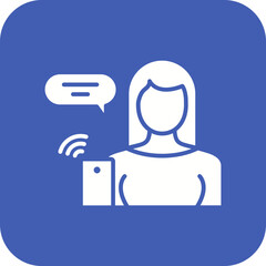 Woman Talking on Call Line Color Icon