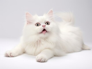 awesome epic photo of cat on white background national geographic style