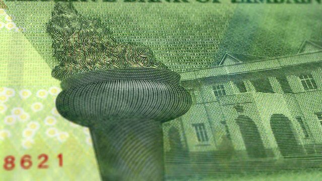 Zimbabwe Zimbabwean Dollar 2 Banknotes, Two Zimbabwean Dollar, Close-up and macro view of the Zimbabwean Dollar, Tracking and Dolly Shots 2 Zimbabwean Dollar banknote Observe and Reserve Side