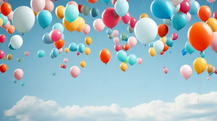 Papier Peint photo Ballon Colorful balloons in various shapes and sizes suspended in mid-air
