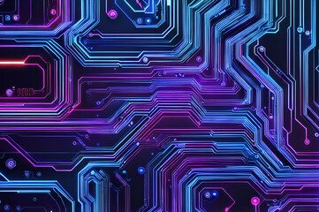 Technological cyber background design, neon light, bright dark illustration, future tech style, Generative AI