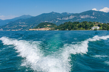 View point on the picturesque lake. Lake Como, Bellagio, Italy.