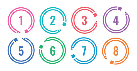 colored round pencils. 1-8 step round pens