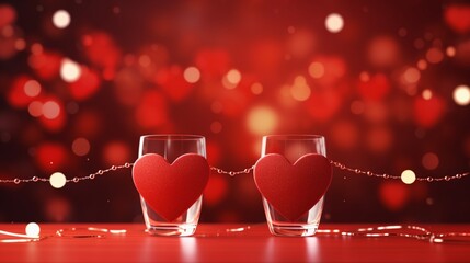 Cheers to Valentine's Day! Poster or banner with a red background and a heart made up of LED string land valentine decorations. Template for advertising and shopping with a Valentine's Day theme. - Powered by Adobe
