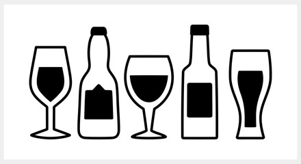 Beer icon isolated. Beer glass and bottle. Wine Vector illustration. EPS 10