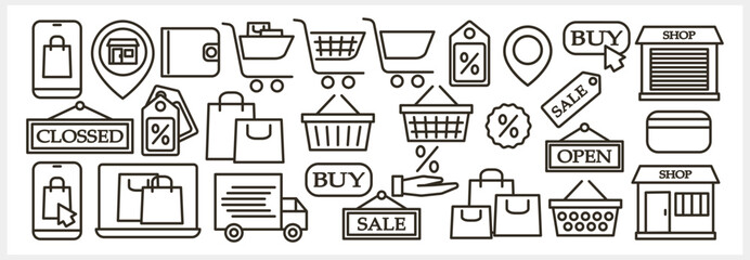 Shopping icon isolated Sketch clipart Vector stock illustration EPS 10