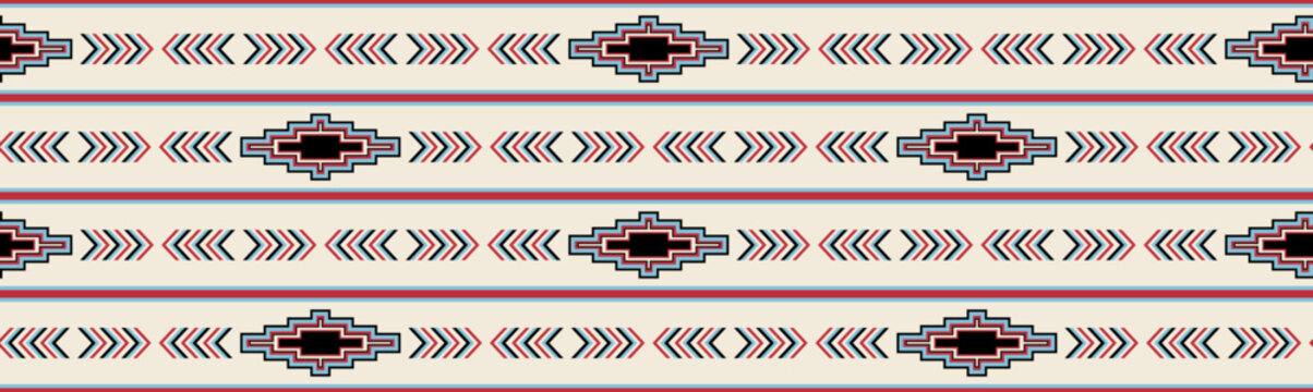 Striped Southwestern seamless repeat pattern design - Vector Illustration