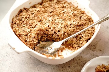 Homemade Apple Crisp served on a plate - Fall Thanksgiving dessert