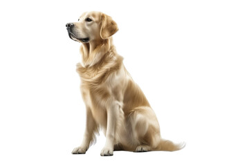 Golden Retriever dog isolated on transparent background. Concept of animals.