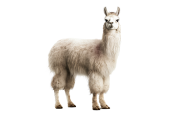 Llama isolated on transparent background. Concept of animals.