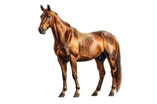 Brown Horse isolated on transparent background. Concept of animals.