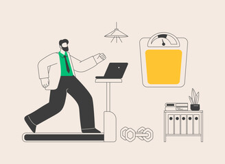 Fitness-focused workspace abstract concept vector illustration.