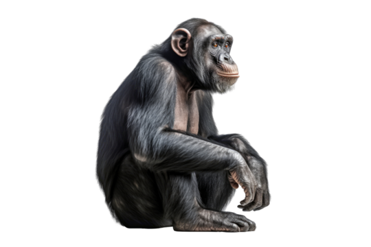 Chimpanzee isolated on transparent background. Concept of animals.