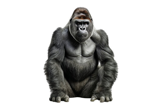 Gorilla isolated on transparent background. Concept of animals.