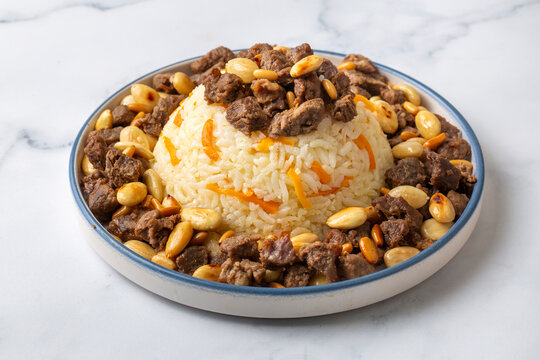 Traditional pilaf; carrot, meat pilaf, Persian pilaf. Turkish name; Acem pilavi