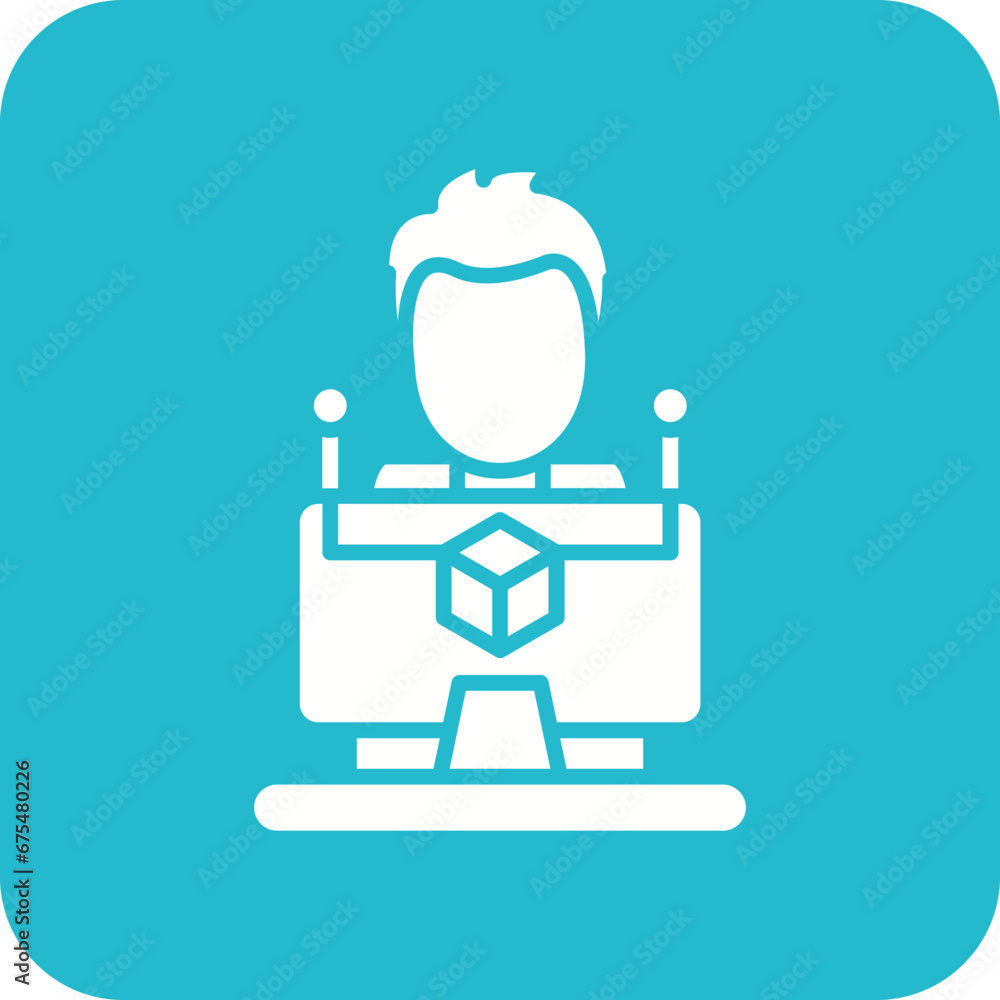 Wall mural software developer line color icon