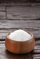 Magnesium chloride in the wooden bowl - Magnesium sulphate