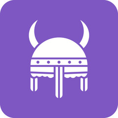 Viking Helmet Line Color Icon
