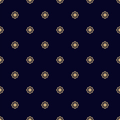 Seamless vector pattern with floral diamond-shaped silhouettes on black background. Abstract geometric ornament. Luxury ornament texture. Simple elegant repeat geo design for decor, print, textile