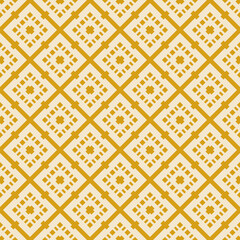 Abstract seamless vector pattern in yellow mustard and beige color. Folk-inspired ethnic floral ornaments with geometric shapes. Perfect background for textiles, wallpapers, decor, creative projects