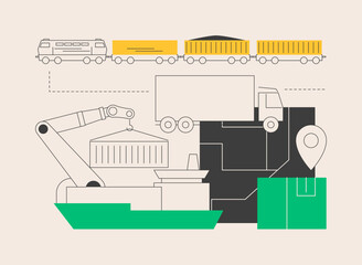 Container transportation abstract concept vector illustration.