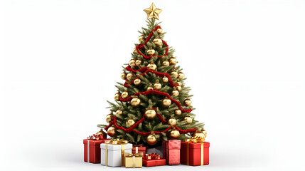 Obraz na płótnie Canvas christmas tree with gifts,Festive Christmas Tree Delights,Yuletide Tree of Treasures