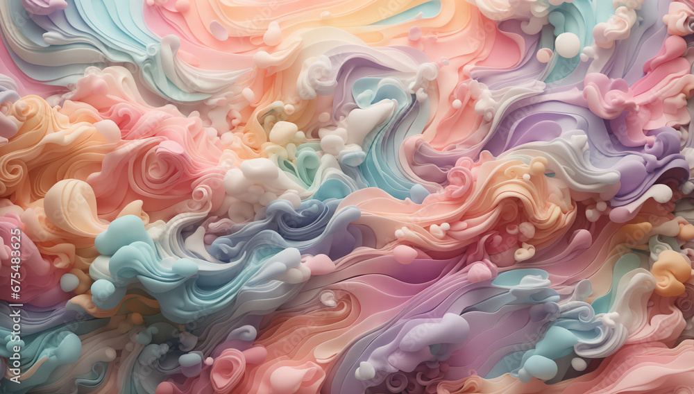 Poster an abstract background with swirling clouds of pastel colors - ai generative