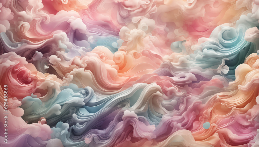 Poster an abstract background with swirling clouds of pastel colors - ai generative