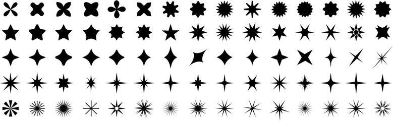 Set of sparkles star icons. Modern simple black stars collection. Christmas stars icons. Bright firework . Flash,shine sparkle icon,glare,blink star,light.