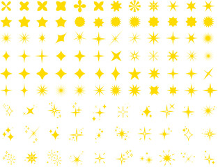 Set of sparkles star icons. Modern simple stars collection. Christmas yellow stars icons. Bright firework . Flash,shine sparkle icon,glare,blink star,light.