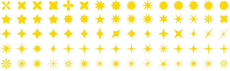 Set of sparkles star icons. Modern simple stars collection. Christmas yellow stars icons. Bright firework . Flash,shine sparkle icon,glare,blink star,light.