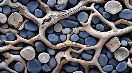 Coastal driftwood patterns, Sea-washed textures, Soft grains with salty residue - obrazy, fototapety, plakaty