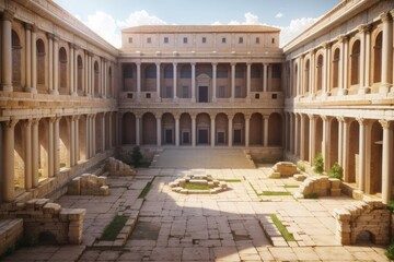 Fototapeta na wymiar View of the Ancient Roman Empire City Temple photo