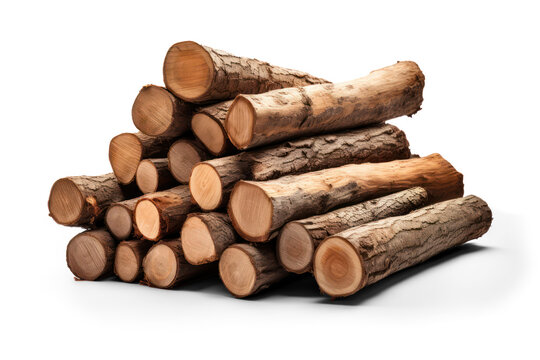 big pile of timber, logs, isolated on transparent, background, png file