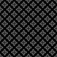 Black and white seamless abstract pattern. Background and backdrop. Grayscale ornamental design. Mosaic ornaments. Vector graphic illustration. EPS10.