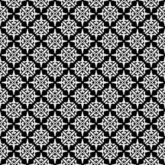 Black and white seamless abstract pattern. Background and backdrop. Grayscale ornamental design. Mosaic ornaments. Vector graphic illustration. EPS10.