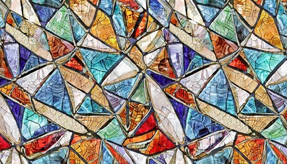 Stained glass texture with geometric pattern for window, colored glass, fish scales