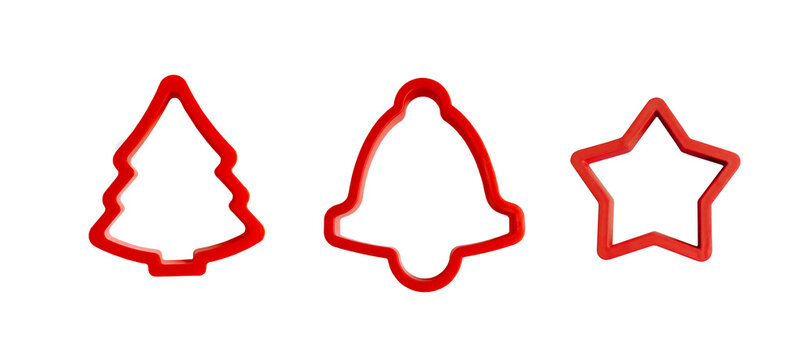 Colorful red cookie cutter isolated on a white background